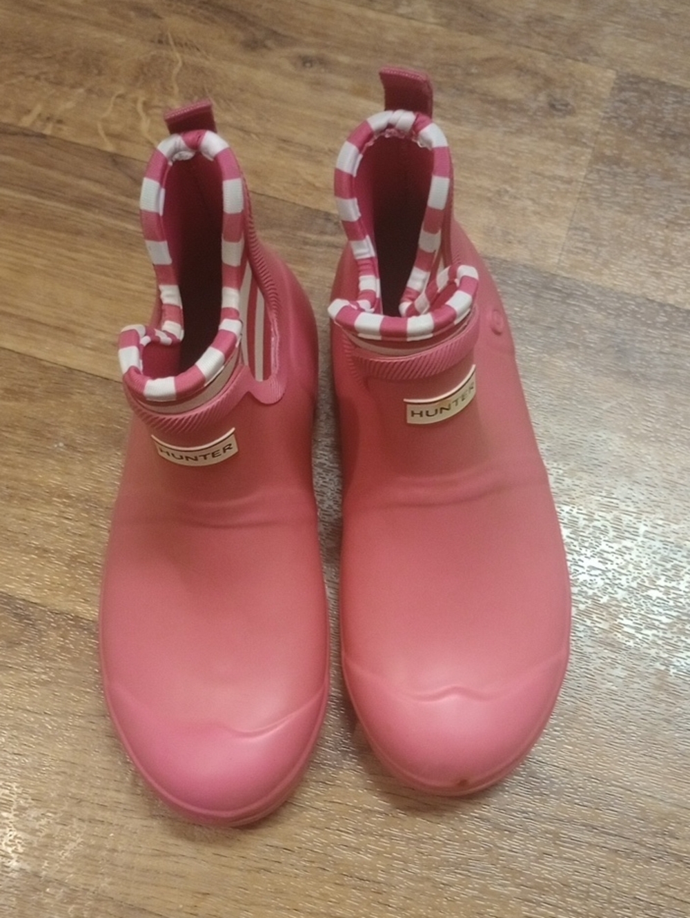 Hunter for Target Pink Striped Collar Waterproof Ankle Boots